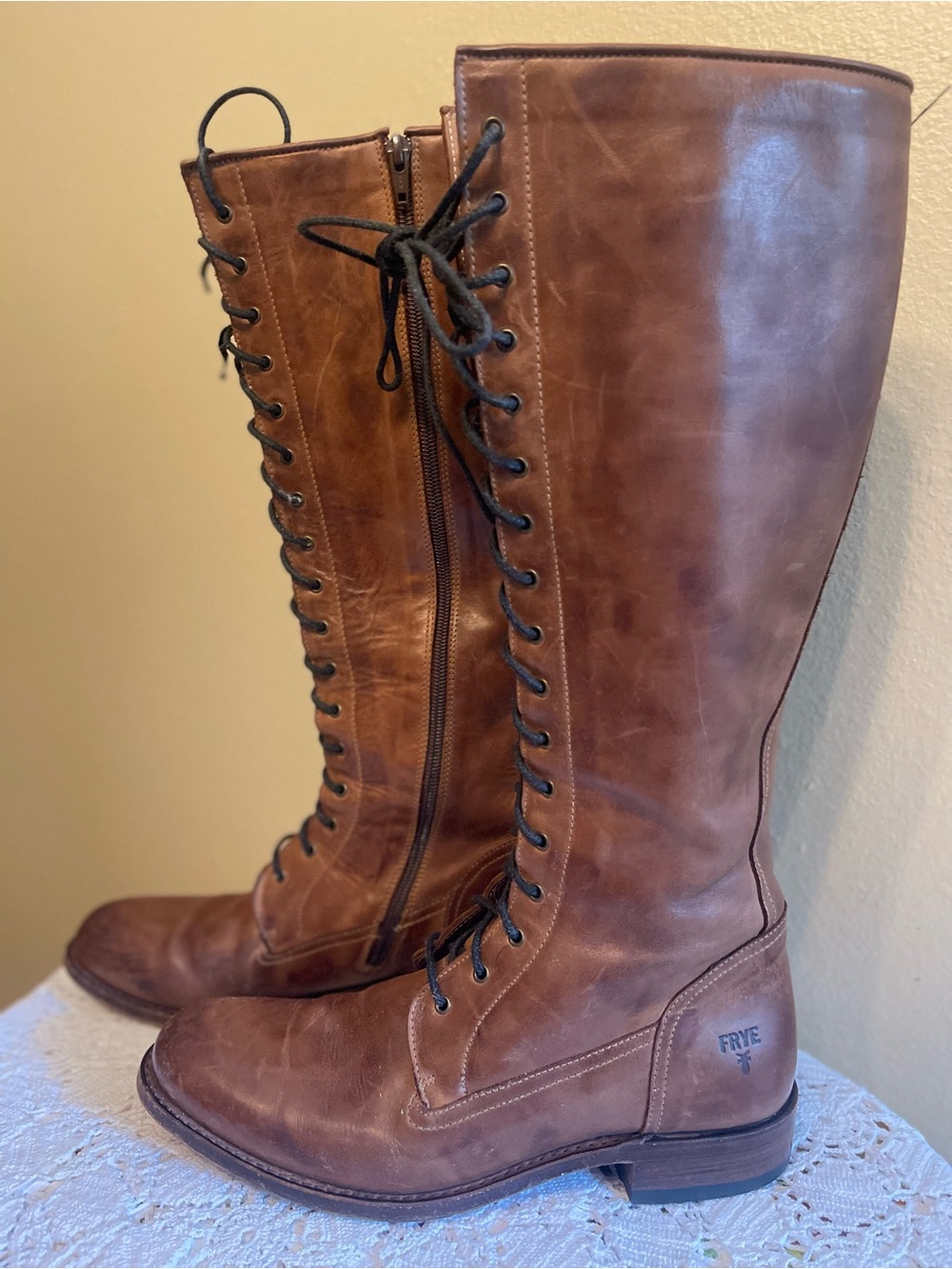 Frye Tall Lace-Up to the knee, Leather Boots